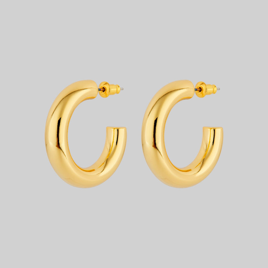 Howlite Turquoise Gold Medium Hoop Earrings - Alaka'i– ke aloha jewelry